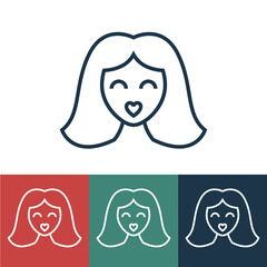 Linear vector icon with girl face