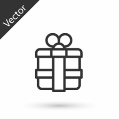 Grey line Gift box icon isolated on white background. Vector