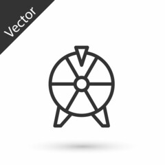 Grey line Lucky wheel icon isolated on white background. Vector