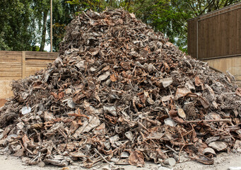 Iron waste. Territory of a steel factory.