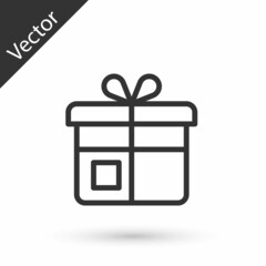 Grey line Gift box icon isolated on white background. Vector