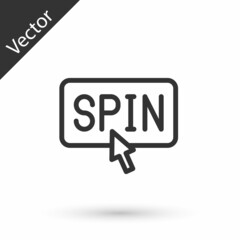 Grey line Slot machine spin button icon isolated on white background. Vector