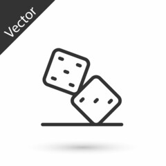 Grey line Game dice icon isolated on white background. Casino gambling. Vector