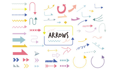 手書き シンプル かわいい 矢印 アイコンセット