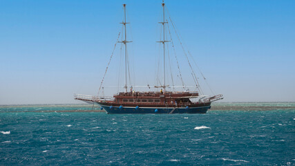 Fototapeta na wymiar Cruise yachts at summer time in Red Sea, Egypt near Hurghada