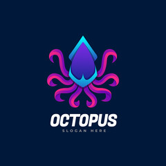 Octopus gradient logo template. Vector illustration