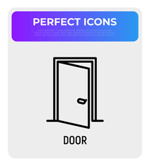 Open door thin line icon. Modern vector illustration, element of architecture.