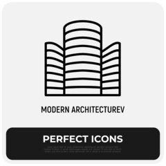 Obraz premium Modern architecture thin line icon. Vector illustration of building for real estate logo.