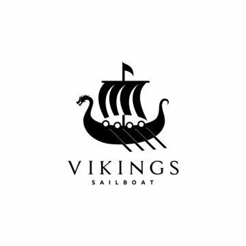 Viking Sail Ship Drakkar Scandinavia Logo Design