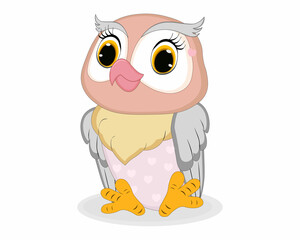 Cute owl vector illustration. Perfect for greeting cards, party invitations, posters, stickers, pin, scrapbooking, icons.