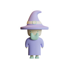 Halloween Wizard 3D Rendering Illustration Element