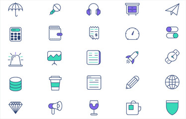 set of abstract outline colorful icons design for web and mobile applications