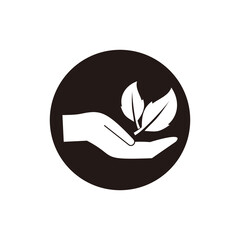 hand and leaf icon nature care symbol logo design