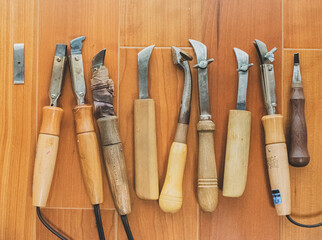 Tools used to make bags.