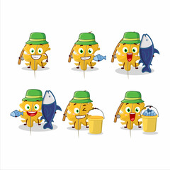 A fisherman oak yellow leaf angel cartoon picture catch a big fish