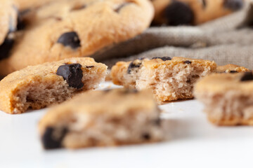 mixed oatmeal and wheat flour cookies close up