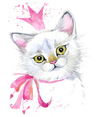 cute kitten set. cat watercolor illustration. - 451553140
