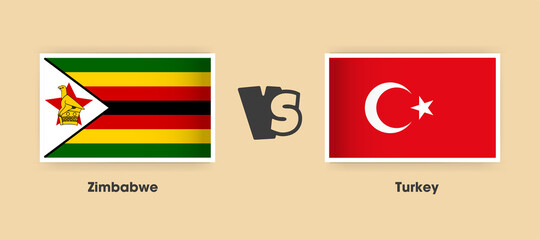 Zimbabwe vs Turkey flags placed side by side. Creative stylish national flags of Zimbabwe and Turkey with background