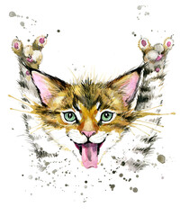 cute kitten set. cat watercolor illustration.