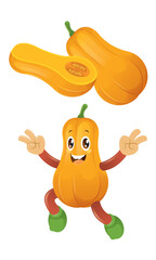 butternut squash vector with funny vegetables character