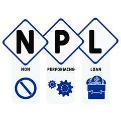 NPL - Non-Performing Loan acronym. business concept background.  vector illustration concept with keywords and icons. lettering illustration with icons for web banner, flyer, landing 