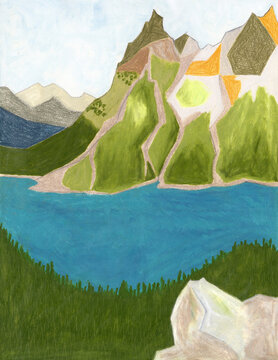 湖の向こうの山_202004