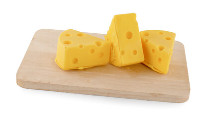 Piece of cheese isolated on white background