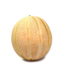 Fresh round cantaloupe over white background
