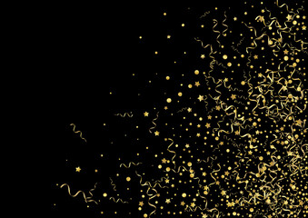 Yellow Ribbon Party Vector Black Background.