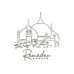 mosque vector illustration. mosque logo design. ramadan kareem.