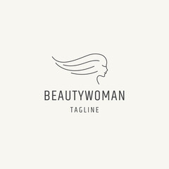 Pure beauty woman line art logo icon design template flat vector