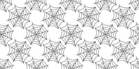 Fototapeta na wymiar Spider web seamless pattern. Vector illustration isolated on white background. Halloween texture