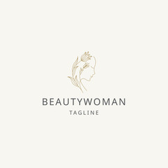 Pure beauty woman line art logo icon design template flat vector