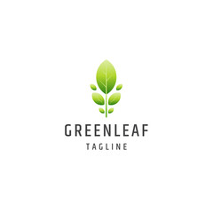 Green leaf gradient nature logo icon design template flat vector