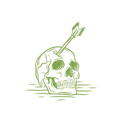 arrow pierced skull, skull logo design