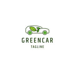 Green car eco nature logo icon design template flat vector