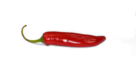 Chili pepper isolated on a white background. One chili hot pepper clipping path. Fresh pepper