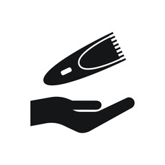 Electric razor on hand icon design isolated on white background. Vector illustration