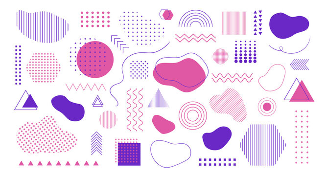 Vector set of abstract different shapes, lines, dots. Organic and geometric minimal elements for design