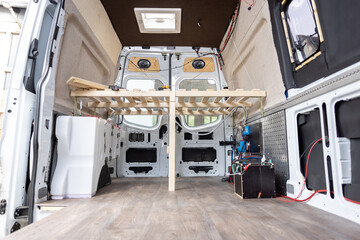Interior of a camper van under construction © photoschmidt