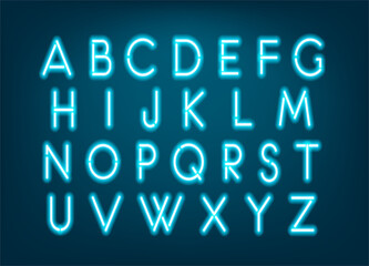 Alphabet font glowing neon light