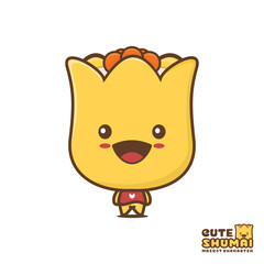 cute shumai mascot, chinese cuisine cartoon illustration