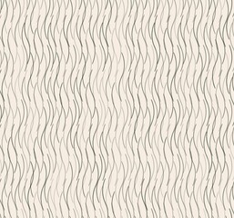 Vector abstract small curve wavy line strokes seamless pattern random green on white cream color background. Use for fabric, textile, interior decoration elements, packaging, upholstery, wrapping.