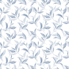 Naklejka na ściany i meble Tea leaves seamless pattern. Food background with tea leaves watercolour in hand drawn style. Tea background for paper, textile, wrapping and wallpaper.