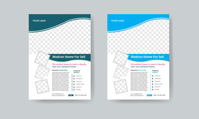 Real estate flyer A4 flyer template in different color