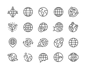 Globe Icons - Vector Line Icons. Editable Stroke. Vector Graphic © TVHAPPYLINE