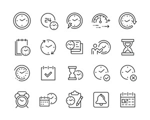 Time Icons - Vector Line. Editable Stroke. Vector Graphic