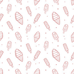 hand drawn ice cream pattern background