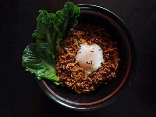 korean spicy instant noodles on the plate