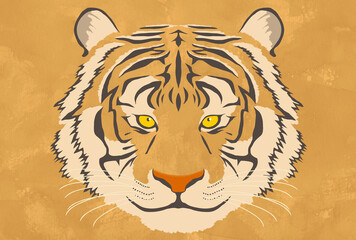 虎　顔　和紙水彩風